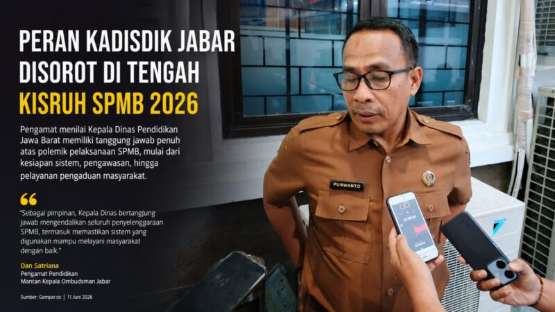 Kepala Dinas Pendidikan Jawa Barat, Purwanto, menjadi sorotan di tengah polemik pelaksanaan SPMB Jabar 2026.