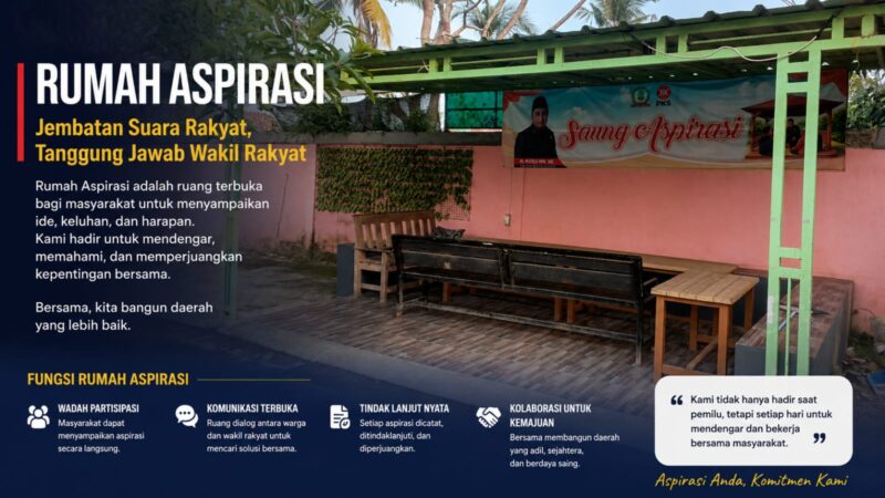 Rumah Aspirasi sebagai sarana komunikasi, penyerapan aspirasi, dan penguatan partisipasi masyarakat dalam pembangunan daerah. (GEMPAR.CO)