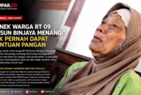 Pengakuan seorang nenek warga RT 09 Dusun Binajaya, Desa Batujaya, Karawang, yang berharap mendapat perhatian dari pemerintah. 