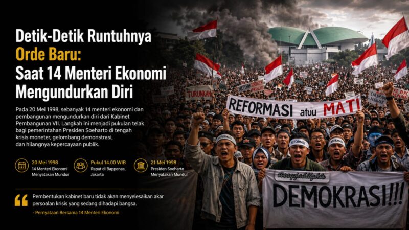 Pengunduran diri 14 menteri ekonomi pada 20 Mei 1998 menjadi pukulan telak bagi pemerintahan Soeharto dan mempercepat lahirnya Era Reformasi di Indonesia.