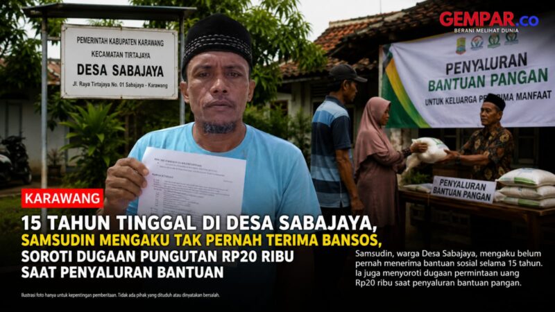 15 Tahun Tinggal di Desa Sabajaya, Samsudin mengaku tak pernah menerima bantuan sosial meski telah berulang kali mengajukan diri sebagai penerima manfaat.