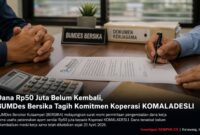 BUMDes Bersinar Kutaampel (BERSIKA) menagih komitmen Koperasi KOMALADESLI terkait pengembalian dana kerja sama usaha peternakan ayam senilai Rp50 juta yang hingga kini belum terealisasi.