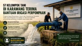 57 kelompok tani di Kabupaten Karawang menerima bantuan Program Irigasi Perpompaan (Irpom) dari Kementerian Pertanian untuk memperkuat ketahanan pangan dan mengantisipasi dampak kekeringan saat musim kemarau.
