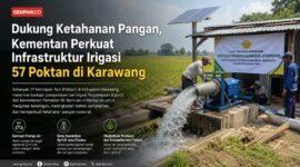 Melalui program pompanisasi dan Irigasi Perpompaan (Irpom), Kementerian Pertanian RI memperkuat infrastruktur pengairan bagi 57 kelompok tani di Kabupaten Karawang. 