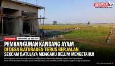 Pembangunan yang diduga akan digunakan sebagai usaha kandang ayam di Desa Baturaden, Kecamatan Batujaya, Kabupaten Karawang, terus berlangsung di tengah sorotan publik terkait status lahan dan perizinannya.