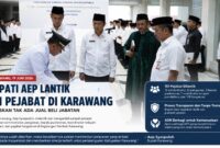 Bupati Karawang Aep Syaepuloh melantik 151 pejabat di lingkungan Pemkab Karawang, Jumat (19/6/2026).