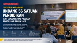 Sebanyak 56 satuan pendidikan di Kabupaten Karawang mengikuti Evaluasi Awal Program Revitalisasi Satuan Pendidikan Tahun 2026 yang digelar Dinas Pendidikan dan Kebudayaan Kabupaten Karawang.