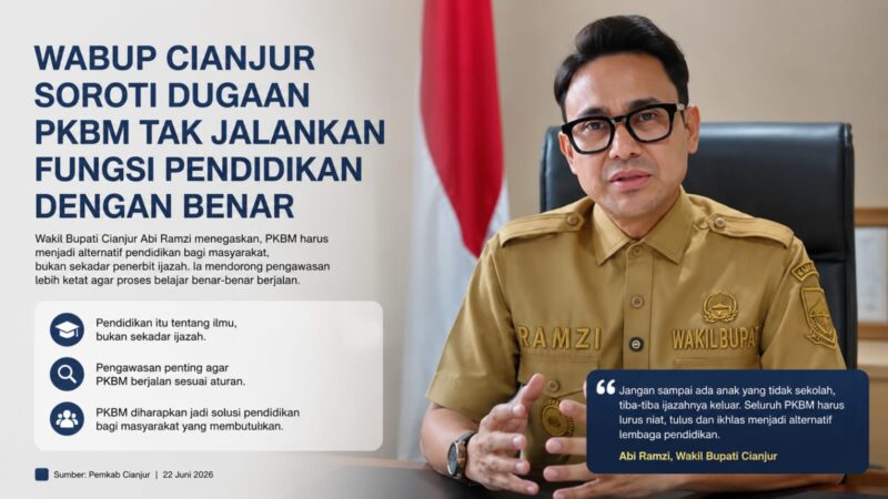 Wabup Cianjur Abi Ramzi menegaskan bahwa pendidikan kesetaraan melalui PKBM harus menjadi sarana mencerdaskan masyarakat, bukan sekadar tempat memperoleh ijazah.