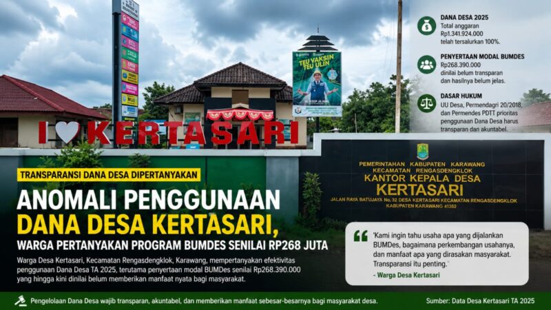 Warga mempertanyakan efektivitas penyertaan modal BUMDes senilai Rp268,39 juta dan mendorong pemerintah desa membuka informasi secara transparan sesuai prinsip akuntabilitas pengelolaan Dana Desa.