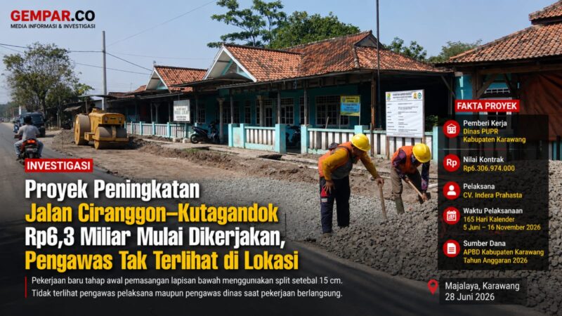 Proyek peningkatan Jalan Ciranggon–Kutagandok senilai Rp6,3 miliar mulai dikerjakan.