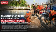 Pembangunan turap saluran irigasi di Desa Batujaya, Kecamatan Batujaya, Karawang, menjadi sorotan karena hingga beberapa hari pekerjaan berlangsung belum dilengkapi papan informasi proyek.