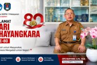 Kepala SMPN 1 Pebayuran, Opo Nuryono, menyampaikan ucapan selamat Hari Bhayangkara ke-80 kepada seluruh jajaran Polri.
