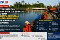 Proyek rehabilitasi saluran irigasi PJT II di Batujaya menjadi perhatian setelah papan proyek baru dipasang hampir satu bulan sejak pekerjaan dimulai.