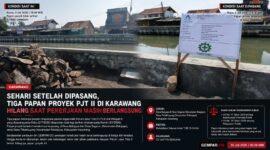 Tiga papan informasi proyek rehabilitasi saluran irigasi milik Perum Jasa Tirta (PJT) II Unit Wilayah II di Kabupaten Karawang dilaporkan tidak lagi berada di lokasi, hanya sehari setelah dipasang.