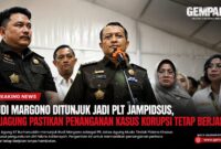 Rudi Margono resmi ditunjuk sebagai Pelaksana Tugas (Plt) Jaksa Agung Muda Tindak Pidana Khusus (Jampidsus) menggantikan Febrie Adriansyah.