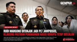 Rudi Margono resmi ditunjuk sebagai Pelaksana Tugas (Plt) Jaksa Agung Muda Tindak Pidana Khusus (Jampidsus) menggantikan Febrie Adriansyah.