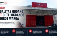 Gudang J&T Express Drop Point Batujaya di Desa Telukbango menjadi sorotan warga terkait kelengkapan perizinan operasional.