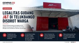 Gudang J&T Express Drop Point Batujaya di Desa Telukbango menjadi sorotan warga terkait kelengkapan perizinan operasional.