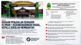 Dugaan penjualan seragam di SMAN 1 Kedungwaringin, Kabupaten Bekasi, menuai sorotan.