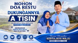 Mohon doa restu dan dukungan masyarakat. A Tisin menyatakan kesiapannya maju sebagai Calon Kepala Desa Kertajaya, Kecamatan Pebayuran, Kabupaten Bekasi, periode 2026–2034.