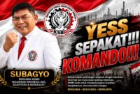 "Bersatu, Sepakat, Satu Komando. Bersama KSBRI, perjuangkan hak buruh demi Indonesia yang adil, sejahtera, dan berdaulat."