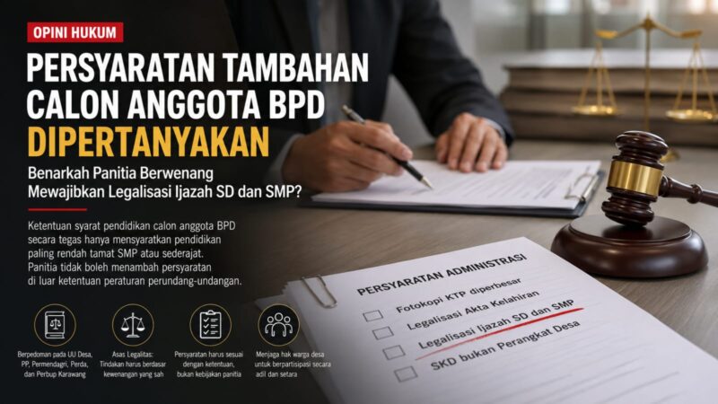 Persyaratan administrasi calon anggota BPD harus berpijak pada hukum, bukan tafsir panitia.