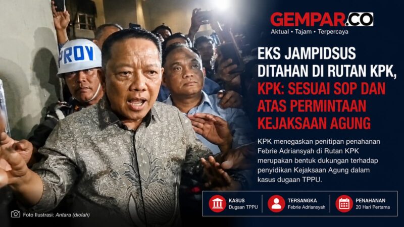 Eks Jampidsus Febrie Adriansyah ditahan dan dititipkan di Rutan KPK selama 20 hari pertama terkait penyidikan dugaan Tindak Pidana Pencucian Uang (TPPU) oleh Kejaksaan Agung.