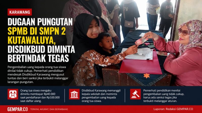 
Pengembalian uang dinilai belum cukup, Disdikbud Karawang didesak mengusut tuntas dan bertindak tegas jika terbukti terjadi pelanggaran.