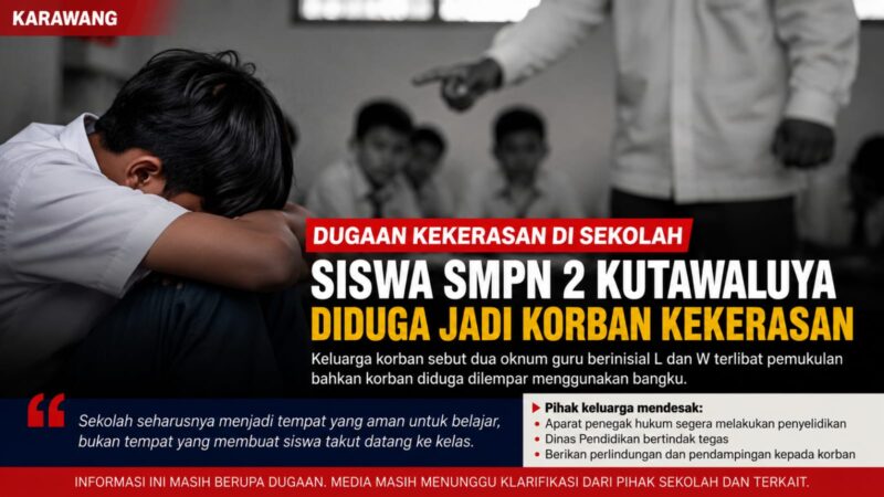 Dugaan kekerasan terhadap siswa di SMPN 2 Kutawaluya menjadi sorotan publik. 