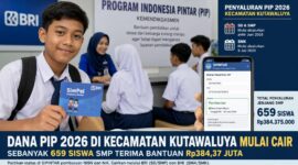 Dana PIP 2026 di Kecamatan Kutawaluya mulai cair. Sebanyak 659 siswa SMP tercatat menerima bantuan dengan total nilai Rp384.375.000.