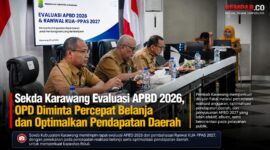 Sekda Kabupaten Karawang memimpin rapat evaluasi APBD 2026 dan pembahasan Ranwal KUA-PPAS 2027.