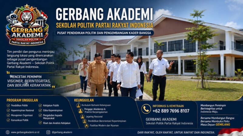 Tim pendiri dan pengurus Gerbang Akademi – Sekolah Politik Partai Rakyat Indonesia melakukan peninjauan lokasi yang akan menjadi pusat pendidikan politik dan pengembangan kader bangsa.