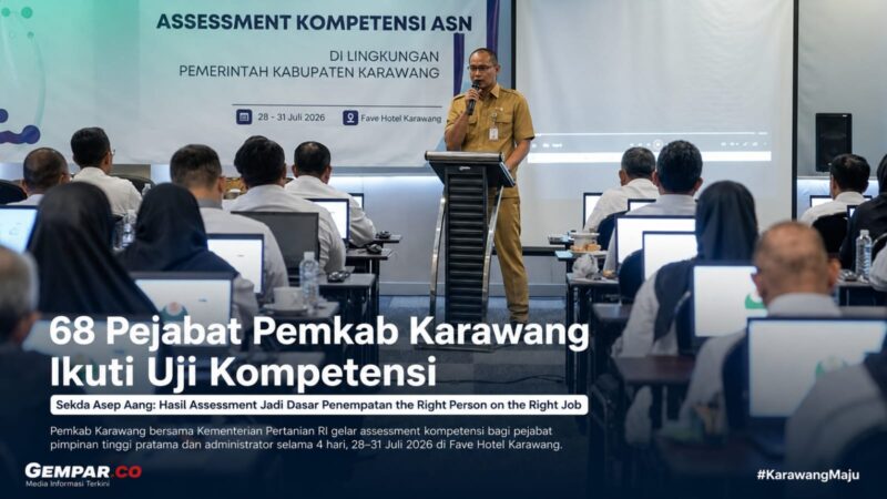 68 pejabat di lingkungan Pemerintah Kabupaten Karawang mengikuti Assessment Kompetensi sebagai bagian dari penerapan sistem merit dalam manajemen ASN.