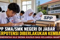 Ilustrasi siswa SMA/SMK negeri di Jawa Barat. Pemerintah dan DPRD Jabar mengkaji kemungkinan pemberlakuan kembali SPP dengan skema berdasarkan kemampuan ekonomi keluarga.