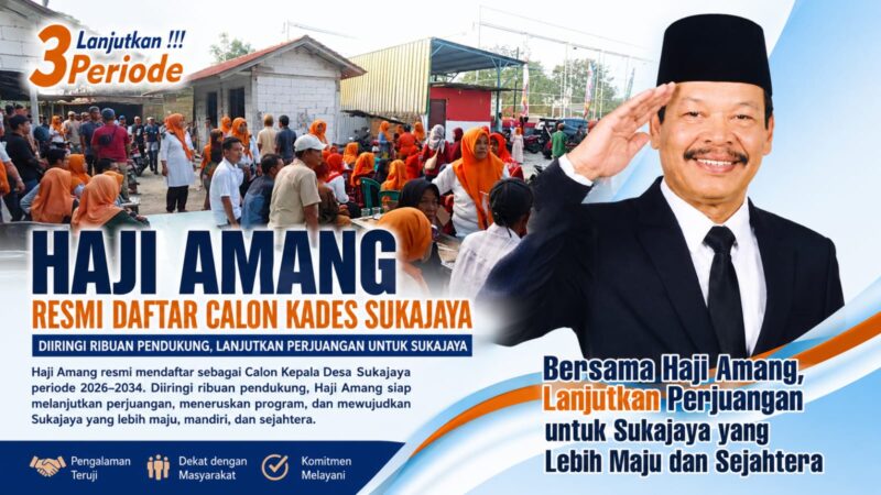Ribuan pendukung mengiringi Haji Amang saat resmi mendaftar sebagai calon Kepala Desa Sukajaya periode 2026–2034.