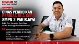 Kasubag Umum dan Kepegawaian Dinas Pendidikan Kabupaten Karawang, Joean Himawan Fadlani Sam Aldia, S.I.P., M.A., menyampaikan perkembangan pemeriksaan dugaan hubungan khusus yang melibatkan dua guru SMP Negeri 2 Pakisjaya.