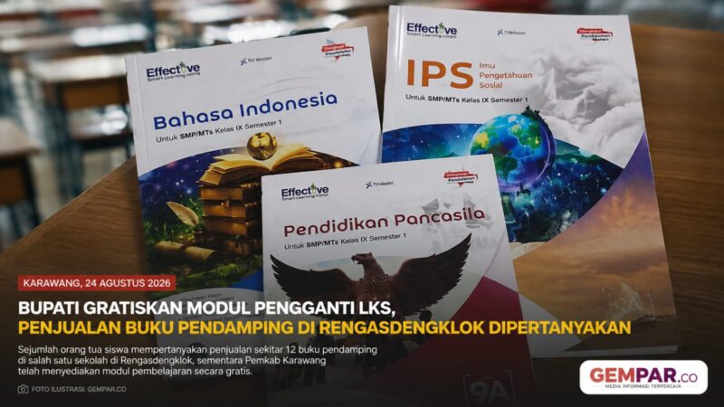 Buku pendamping siswa dipertanyakan orang tua di tengah program modul gratis Pemkab Karawang.