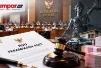 Caption:
Komisi III DPR RI membahas RUU Perampasan Aset yang memuat 13 jenis tindak pidana sebagai objek perampasan aset.