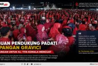Ribuan pendukung menghadiri Silaturahmi Akbar SAHATI di Lapangan Gravici, Desa Kedungwaringin, Kabupaten Bekasi, Sabtu (5/9/2026) malam, sebagai bagian dari rangkaian menjelang Pemilihan Kepala Desa Kedungwaringin.