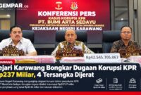 Kejari Karawang membongkar dugaan korupsi KPR PT Bumi Artha Sedayu (BAS) dengan potensi kerugian negara mencapai Rp237 miliar.
