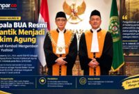 Dr. H. Sobandi, S.H., M.H. (kanan) resmi dilantik sebagai Hakim Agung Kamar Perdata oleh Ketua Mahkamah Agung, Prof. Dr. H. Sunarto, S.H., M.H., di Gedung Mahkamah Agung, Jakarta, Rabu (2/9/2026). Foto: Humas MA.