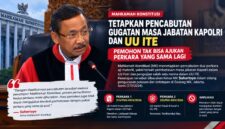 Ketua MK Suhartoyo membacakan ketetapan pencabutan dua perkara uji materi terkait masa jabatan Kapolri dan UU ITE di Gedung MK, Jakarta, Senin (7/9/2026). Foto: Tangkapan layar YouTube Mahkamah Konstitusi.