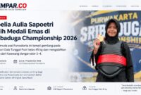 Atlet muda Purwakarta, Roelia Aulia Sapoetri, meraih medali emas pada Sribaduga Championship 2026 di kategori Gala Tunggal Putri kelas 45 kilogram.