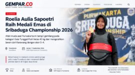 Atlet muda Purwakarta, Roelia Aulia Sapoetri, meraih medali emas pada Sribaduga Championship 2026 di kategori Gala Tunggal Putri kelas 45 kilogram.