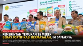 Pemeriksaan pemerintah menemukan ketidaksesuaian kandungan pada sejumlah produk beras fortifikasi dengan klaim fortifikasi yang tercantum pada label. Temuan tersebut disampaikan Menteri Pertanian sekaligus Kepala Bapanas Amran Sulaiman di Jakarta, Selasa (15/9/2026).