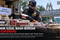 Ilustrasi petugas Bea Cukai memeriksa rokok tanpa pita cukai dalam upaya menekan peredaran rokok ilegal di Karawang, Jawa Barat.