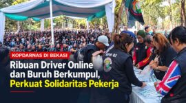Ribuan driver online dan elemen buruh berkumpul dalam KOPDARNAS di Stadion Chandrabhaga, Kota Bekasi, Kamis (24/9/2026).