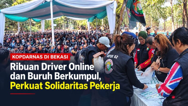 Ribuan driver online dan elemen buruh berkumpul dalam KOPDARNAS di Stadion Chandrabhaga, Kota Bekasi, Kamis (24/9/2026).