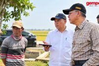 Menteri Pekerjaan Umum (PU) Dody Hanggodo meninjau kondisi jaringan irigasi dan persawahan di Desa Karangharja, Kecamatan Pebayuran, Kabupaten Bekasi, Jawa Barat, Sabtu (26/9/2026). 