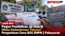 Pegiat pendidikan Jiji Makriji menyoroti tata kelola Dana BOS SMPN 2 Pebayuran dan meminta Ombudsman melakukan penelusuran.